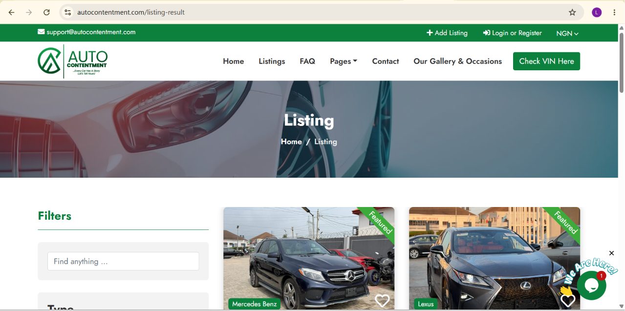 AutoContentment Website screenshot